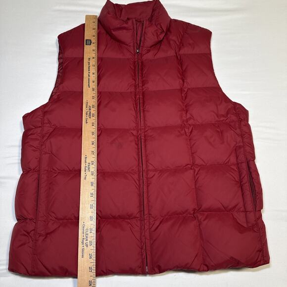 Eddie Bauer Goose Down Puffer Vest Womens M Maroon Full Zip Collared EB700 Fill - Picture 14 of 16